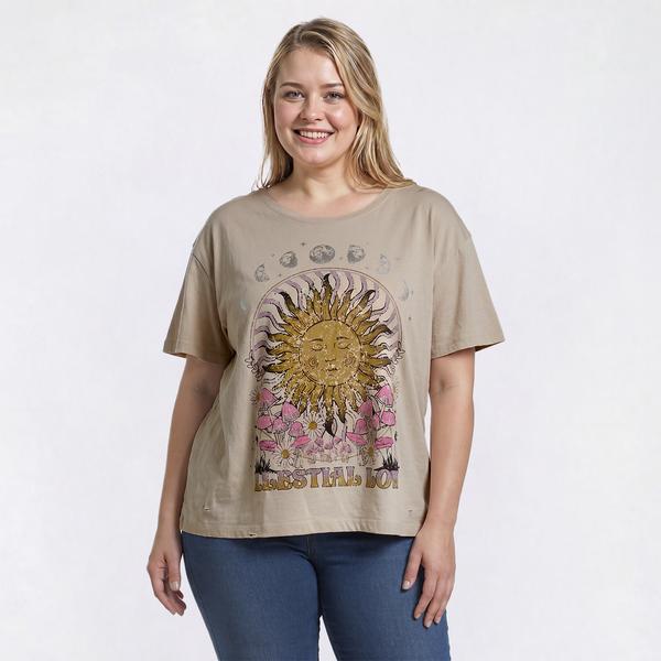 Juniors Plus Attitude Not Included Celestial Distressed Tee alternate view